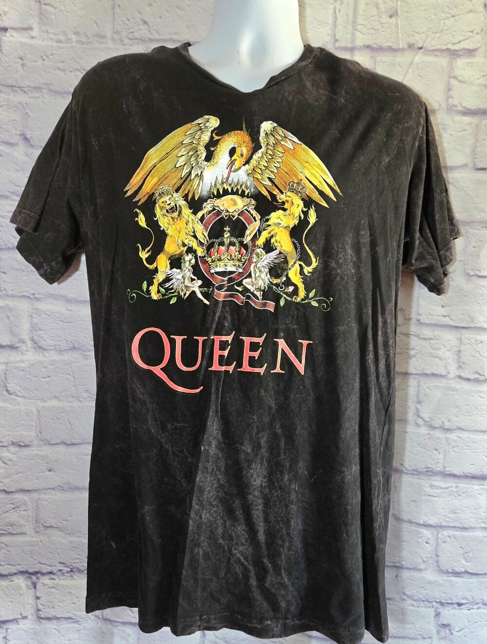 Black Distressed Multicolor Queen Graphic Short Sleeve T Shirt XL Lightweight